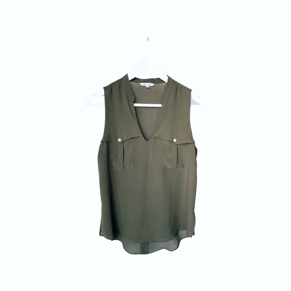 Naked Zebra Sleeveless Blouse in Olive